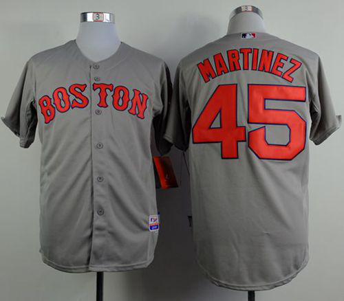 Boston Red Sox #45 Pedro Martinez Grey Cool Base Stitched MLB Jersey