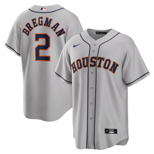 Men's Houston Astros Alex Bregman Nike Gray Road Replica Player Name Jersey