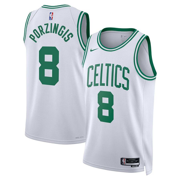 Men's Nike Boston Celtics #8 Kristaps Porzingis White NBA Association Edition Swingman Jersey