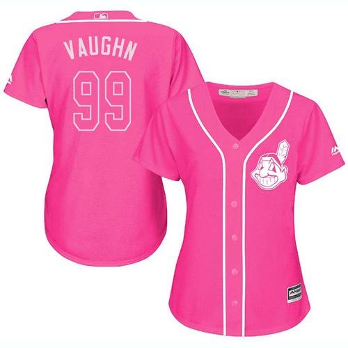 Cleveland Indians #99 Ricky Vaughn Pink Fashion Women's Stitched MLB Jersey