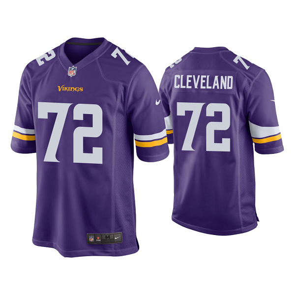 Men's #72 Ezra Cleveland Minnesota Vikings Purple 2020 NFL Draft Game Jersey