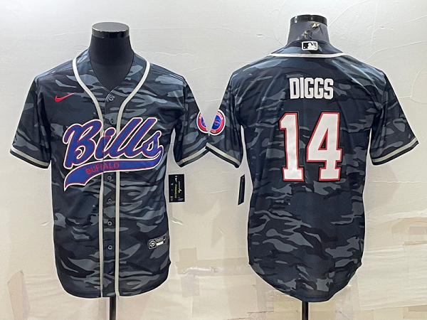 Men's Buffalo Bills #14 Stefon Diggs Camouflage Stitched Baseball Cool Base Jersey