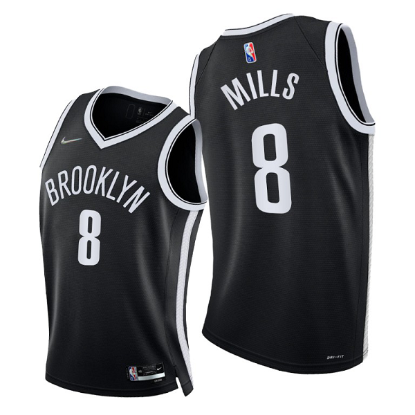 Men's Brooklyn Nets #8 Patty Mills 2021-22 Diamond 75th Season Black Icon Edition NBA Jersey