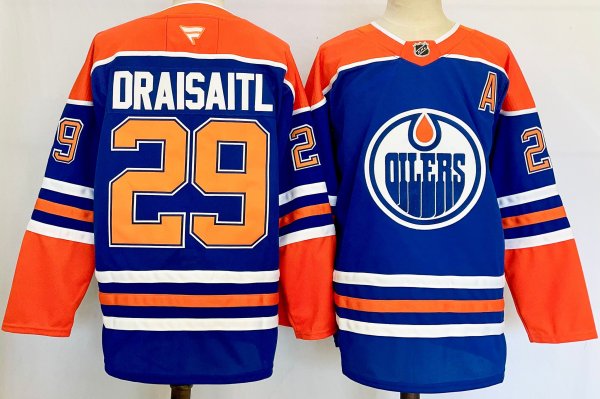 Men's #29 Leon Draisaitl Edmonton Oilers Blue And Orange City Edition Jersey