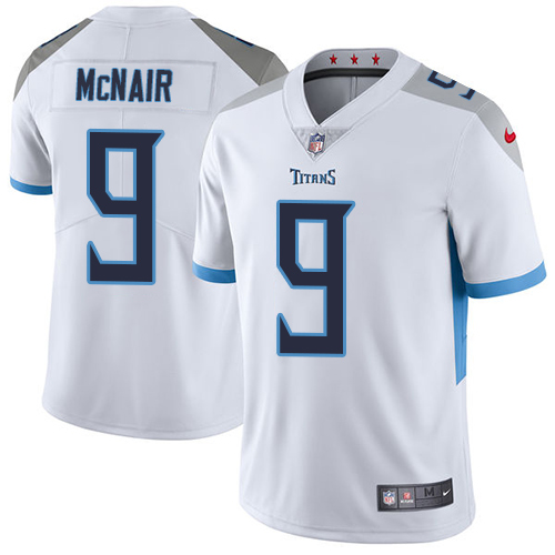 Men's Nike Tennessee Titans #9 Steve McNair Limited Road White NFL Vapor Untouchable Jersey