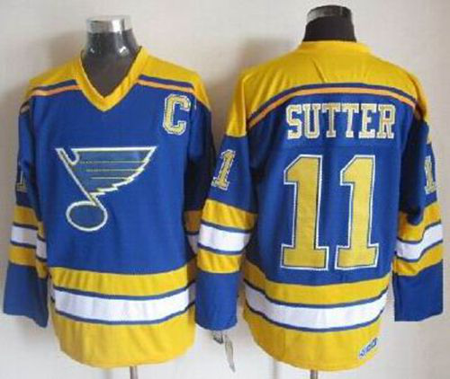 St. Louis Blues #11 Brian Sutter Light Blue/Yellow CCM Throwback Stitched NHL Jersey