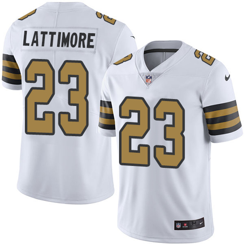 Nike New Orleans Saints #23 Marshon Lattimore White Men's Stitched NFL Limited Rush Jersey