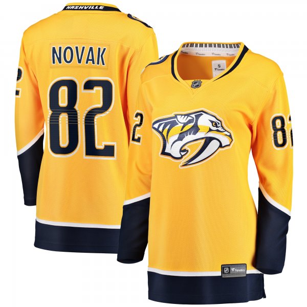 Women's Nashville Predators Tommy Novak Fanatics Gold Home Breakaway Player Jersey