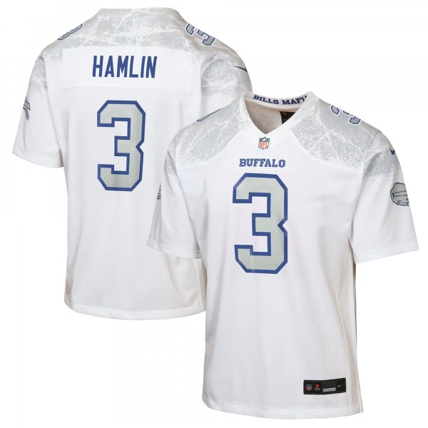 Youth #3 Damar Hamlin Buffalo Bills Nike 2025 Rivalries Collection Game White Jersey