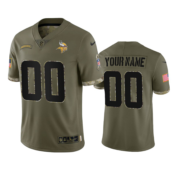 Minnesota Vikings Custom Olive 2022 Salute To Service Jersey #00