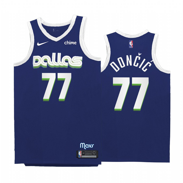 Men's NBA Dallas Mavericks Luka Doncic Navy #77 2022-23 City Edition Jersey