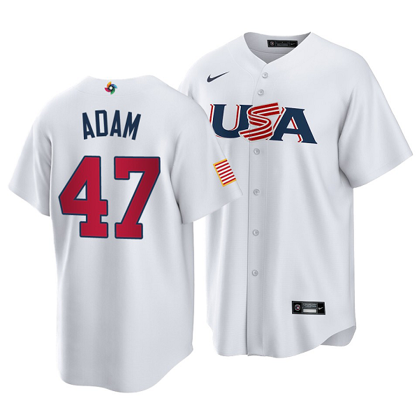 Tampa Bay Rays #47 Jason Adam 2023 World Baseball Classic White  Men's USA Jersey