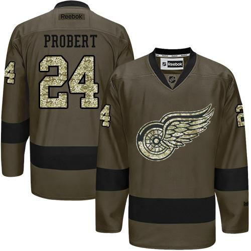 Detroit Red Wings #24 Bob Probert Green Salute to Service Stitched NHL Jersey