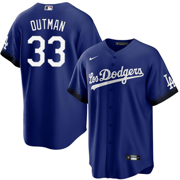 Youth Los Angeles Dodgers #33 James Outman Royal 2021 City Connect  MLB Cool Base Jersey