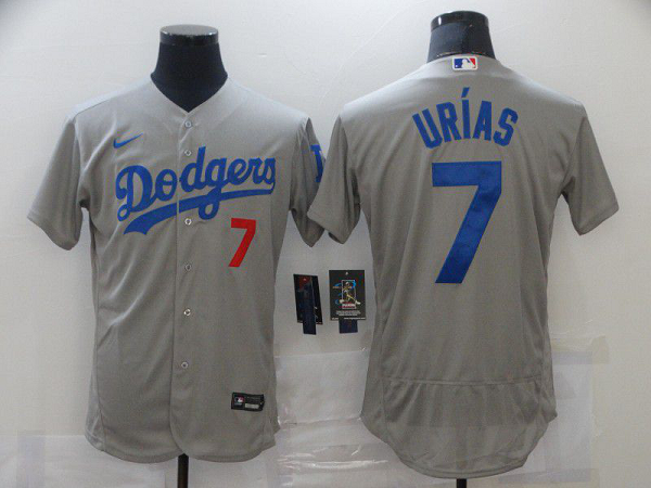 Men Los Angeles Dodgers 7 Urias Grey Elite Nike MLB Jerseys