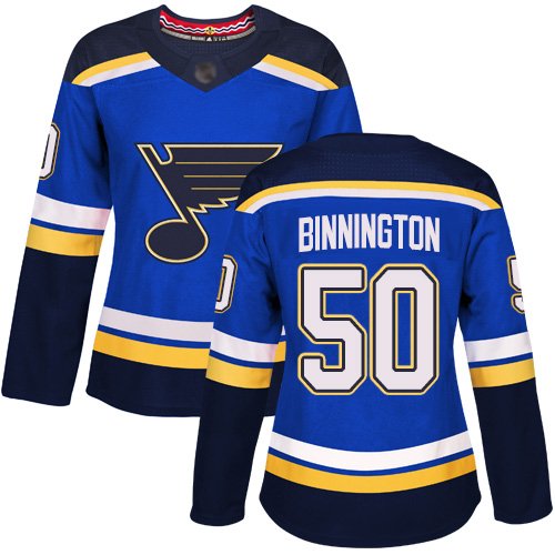 St. Louis Blues #50 Jordan Binnington Blue Home Women's Stitched NHL Jersey