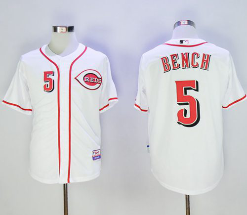 Cincinnati Reds #5 Johnny Bench White Cool Base Stitched MLB Jersey