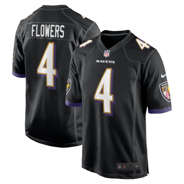 Men's Baltimore Ravens Zay Flowers Nike Black Team Game Jersey