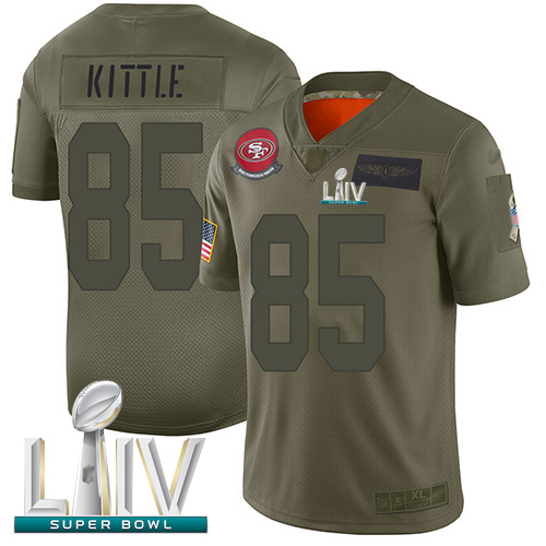 San Francisco 49ers #85 George Kittle Camo Super Bowl LIV Bound Men's Stitched NFL Limited 2019 Salute To Service Jersey