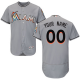 Miami Marlins Gray Men's Customized Flex Base MLB Jersey