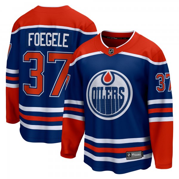 Men's Edmonton Oilers Warren Foegele Fanatics Royal Home Breakaway Jersey