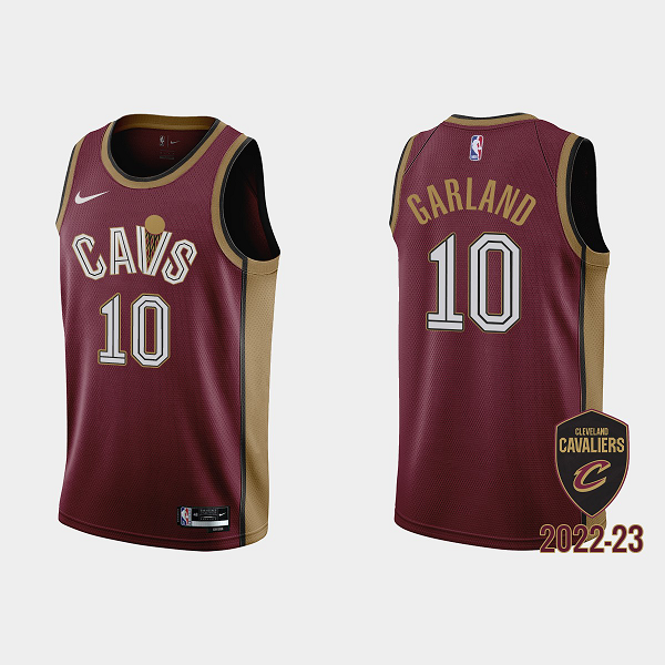 Men's Cleveland Cavaliers #10 Darius Garland 2022-23 Icon Edition Wine Gold is Back NBA Jersey