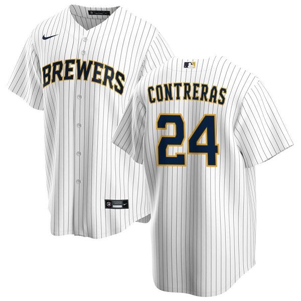 Men's William Contreras Milwaukee Brewers #24 White Alternate Jersey