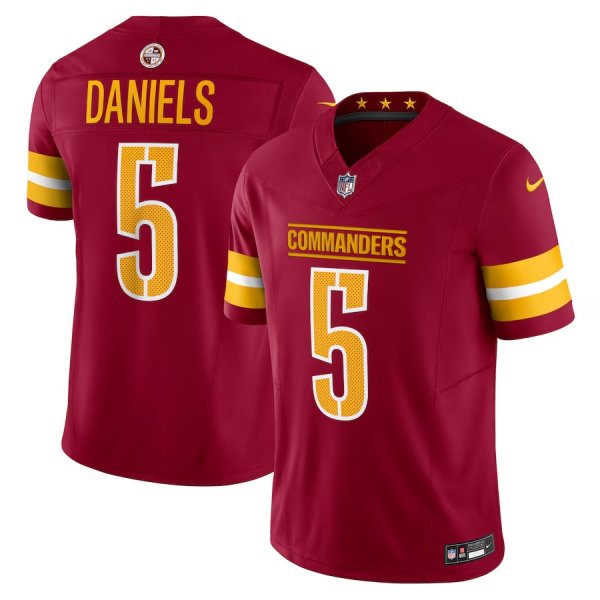 Men's Washington Commanders #5 Jayden Daniels Nike Burgundy Vapor F.U.S.E. Limited Jersey