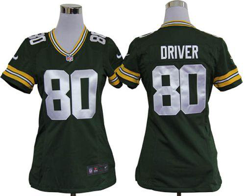 Nike Green Bay Packers #80 Donald Driver Green Team Color Women's Stitched NFL Elite Jersey