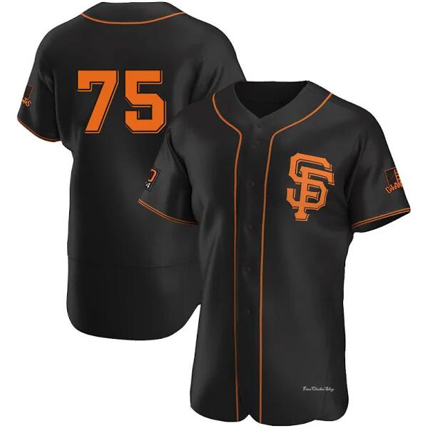 Men's San Francisco Giants #75 Camilo Doval Black Alternate Flex Base Jersey