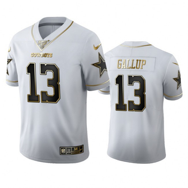 Dallas Cowboys #13 Michael Gallup Men's Nike White Golden Edition Vapor Limited NFL 100 Jersey