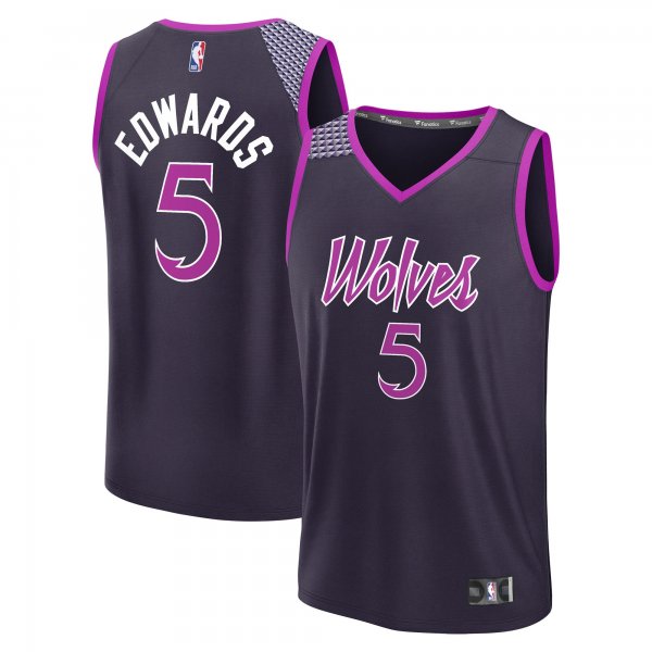 Youth Minnesota Timberwolves #5 Anthony Edwards Fanatics Purple 2025/26 City Edition Fast Break Jersey