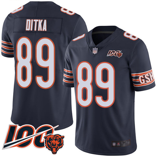 Men's Chicago Bears #89 Mike Ditka Navy Blue Team Color Stitched NFL 100th Season Vapor Limited Jersey