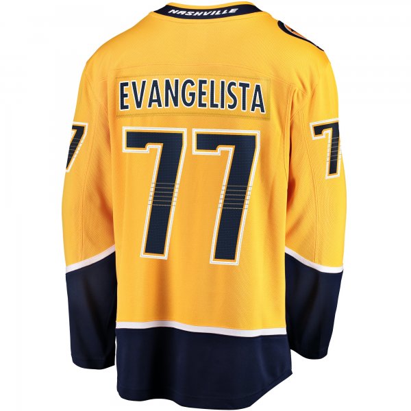 Men's Nashville Predators Luke Evangelista Fanatics Gold  Premier Breakaway Player Jersey