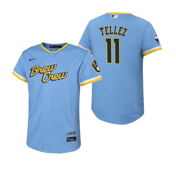 Youth Milwaukee Brewers #11 Rowdy Tellez Powder Blue 2022 City Connect MLB Jersey