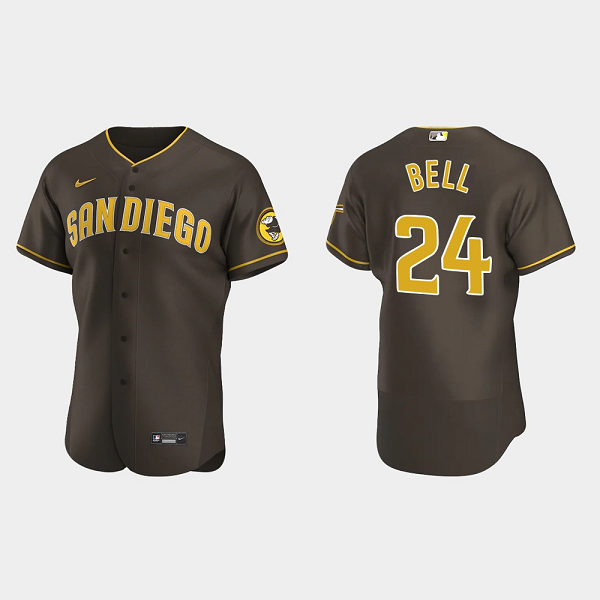 Men's San Diego Padres #24 Josh Bell Flex Base Road MLB Jersey - Brown