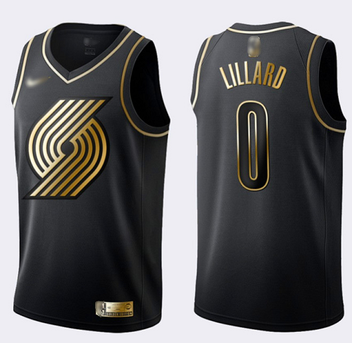 Portland Blazers #0 Damian Lillard Black/Gold NBA Swingman Limited Edition Jersey