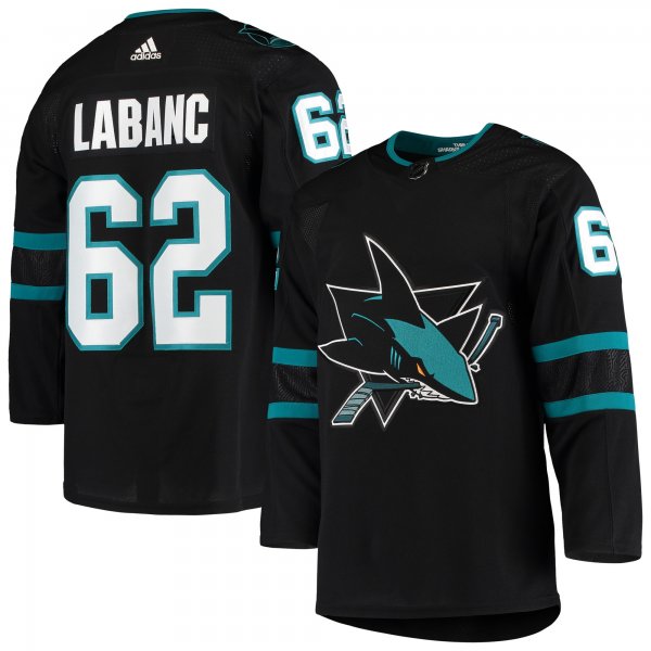 Men's San Jose Sharks Kevin Labanc adidas Black Alternate Jersey