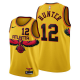 Men's Atlanta Hawks #12 De'andre Hunter Gold 2021-22 City Edition Throwback 90s Jersey