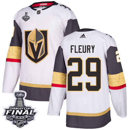 Adidas Golden Vegas Golden Knights #29 Marc-Andre Fleury White Road 2018 Stanley Cup Final Stitched NHL Jersey