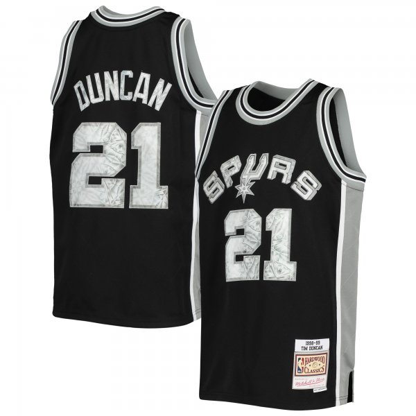 Youth San Antonio Spurs Tim Duncan Mitchell & Ness Black 1998/99 Hardwood Classics 75th Anniversary Diamond Jersey