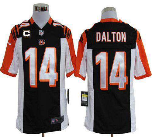 Nike Cincinnati Bengals #14 Andy Dalton Black Team Color With C Patch Men's Stitched NFL Game Jersey