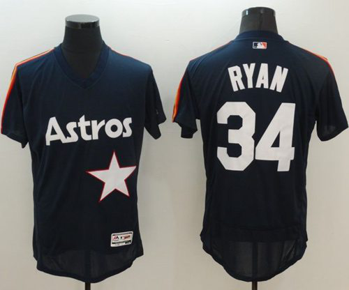 Houston Astros #34 Nolan Ryan Navy Blue Flexbase Collection Cooperstown Stitched MLB Jersey