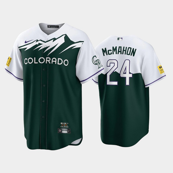 Men's Colorado Rockies #24 Ryan McMahon 2022 City Connect Green Replica MLB Jersey