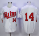 Mitchell And Ness 1991 Minnesota Twins #14 Kent Hrbek White(Blue Strip) Throwback Stitched MLB Jersey