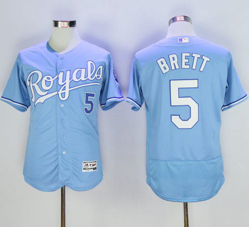 Kansas City Royals #5 George Brett Light Blue Flexbase Collection Stitched MLB Jersey