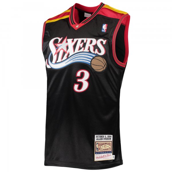 Men's Philadelphia 76ers Allen Iverson Mitchell & Ness Black 2006 Hardwood Classics Jersey