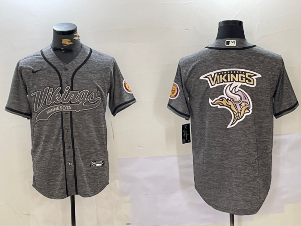 Men's Minnesota Vikings Blank Grey Cool Base Stitched Baseball Jersey