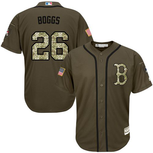 Red Boston Red Sox #26 Wade Boggs Green Salute to Service Stitched MLB Jersey