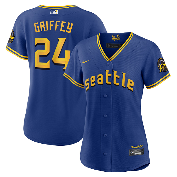 Women's Seattle Mariners #24 Ken Griffey Jr. Nike Royal 2023 City Connect Cool Base Player Jersey